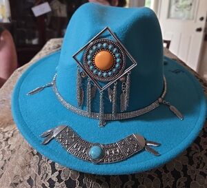 Turquoise Western Hat with Silver Accents